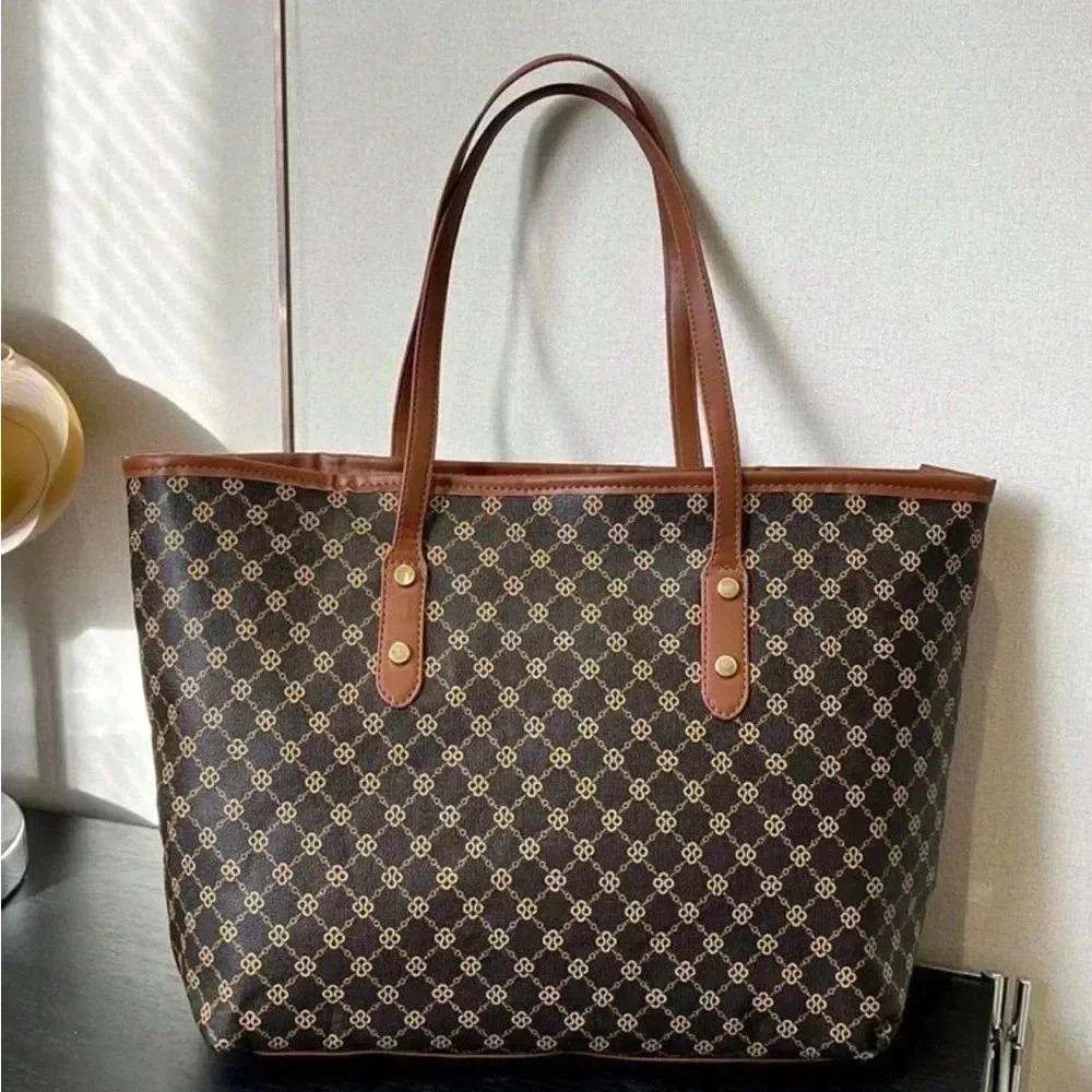 ⚠️Clearance Large Brown Patterned Casual Shoulder Tote Bag - Picture 2 of 7